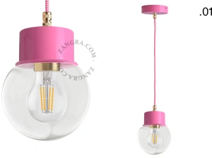 candeeiro suspenso rosa - abajur de vidro - Ø 8,5cm