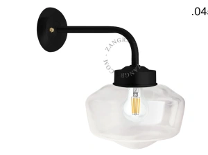 czarna mosiężna lampa ścienna do łazienki lub na zewnątrz - szklany klosz - IP43