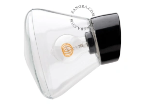 Wandleuchte aus schwarzem Porzellan für das Badezimmer – Glasschirm - Ø 10 cm - IP54
