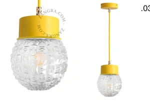 yellow pendant light - glass shade - Ø 10 cm