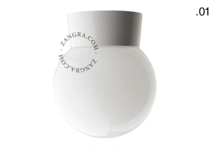 biała lampa ścienna lub sufitowa ze szklanym kloszem - Ø 11 cm