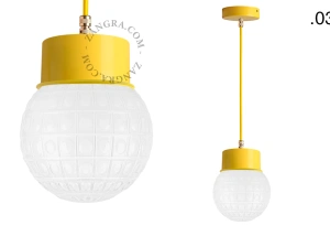 lampada a sospensione gialla - paralume in vetro - Ø 10 cm