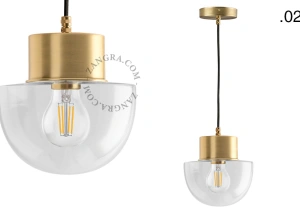brass pendant light - glass shade - Ø 10 cm
