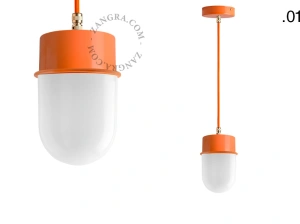 orange pendellampe - glasskærm - Ø 10 cm