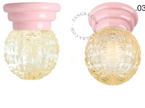 Art Deco-lampe i rosa porcelæn Daniel