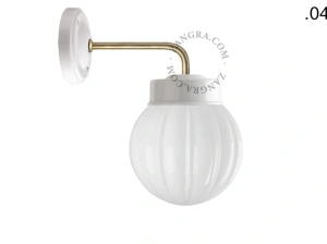 aplique en porcelana blanca y latón - pantalla de vidrio