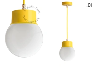 yellow pendant light - glass shade - Ø 10 cm