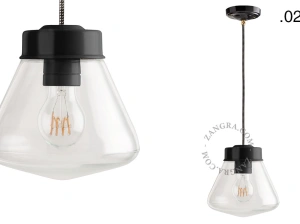lámpara colgante de porcelana negra - pantalla de vidrio