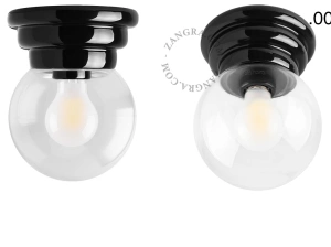 Art Deco-lampe i sort porcelæn Daniel