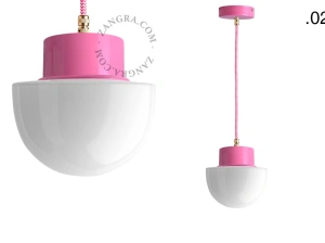 lámpara colgante rosa - pantalla de vidrio - Ø 10 cm