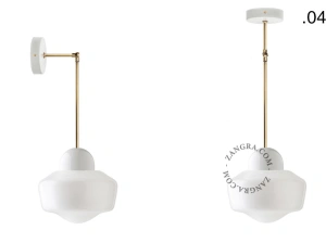 lampada in porcellana bianca - paralume in vetro