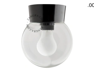 svart vägg- eller taklampa - glasskärm - Ø 11 cm
