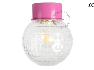 pink wall or ceiling light - glass shade - Ø 10 cm