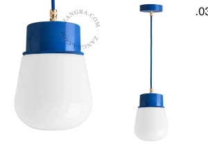 gelakte hanglamp - blauw