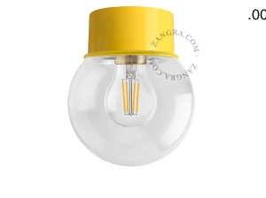 lampa ścienna lub sufitowa żółta - szklany klosz - Ø 10cm