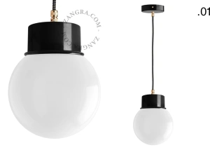 candeeiro suspenso preto - abajur de vidro - Ø 10cm