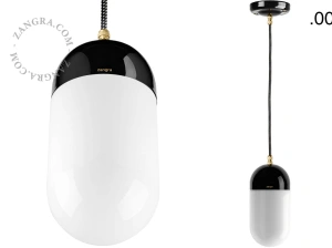 black porcelain pendant light - glass shade