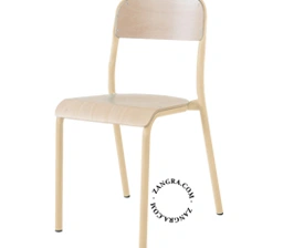 stackable wooden school chair - ivory