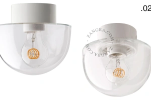 candeeiro de parede ou de teto em porcelana branca - abajur de vidro - Ø 10cm - IP54