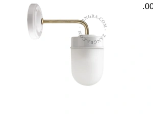 aplique en porcelana blanca y latón - pantalla de vidrio