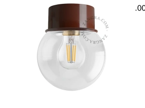 brown wall or ceiling light - glass shade - Ø 10 cm