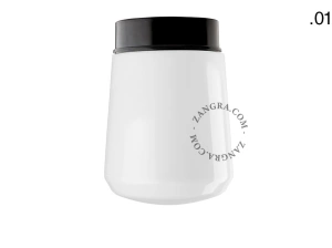 sort bakelit væg- eller loftslampe – glas skærm - Ø 9 cm