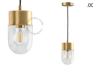 brass pendant light - glass shade - Ø 10 cm