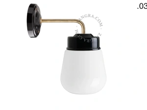 applique en porcelaine noire avec globe en verre