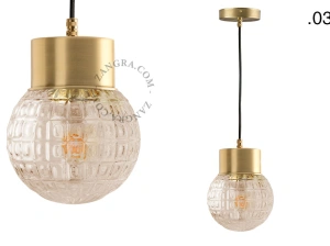 brass pendant light - glass shade - Ø 10 cm