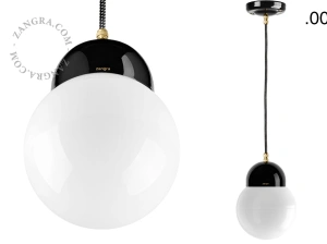 black porcelain pendant light - glass shade