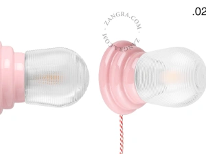 różowa porcelanowa lampa ścienna Art Deco Danilo z włącznikiem