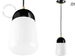 black porcelain pendant light - glass shade