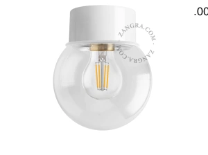 lampa ścienna lub sufitowa biała - szklany klosz  - Ø 10 cm