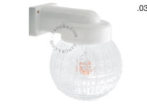 zewnętrzna lub łazienkowa lampa ścienna biała porcelana ze szklanym kloszem - IP54