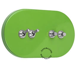 green switch - double simple or two-way nickel-plated toggle & double push-button switch