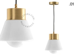 brass pendant light - glass shade - Ø 10 cm