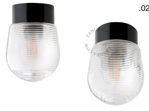 candeeiro de parede ou de teto em porcelana preta - abajur de vidro - Ø 10cm - IP54