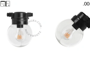badrum svart vägglampa med glasskärm - IP54