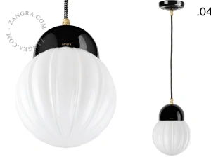 black porcelain pendant light - glass shade
