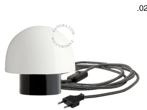 black porcelain table lamp - glass shade - Ø 10 cm