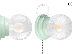 zielona porcelanowa lampa ścienna Art Deco Danilo z włącznikiem