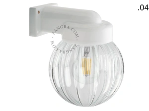zewnętrzna lub łazienkowa lampa ścienna biała porcelana ze szklanym kloszem - IP54