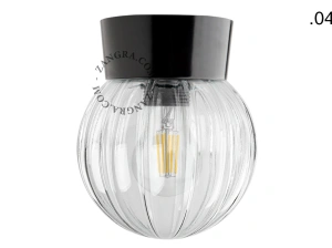 svart vägg- eller taklampa - glasskärm - Ø 11 cm