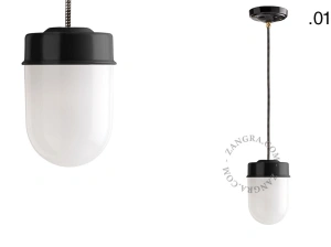czarna lampa wisząca porcelana ze szklanym kloszem
