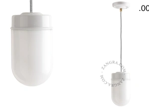 hvid porcelænspendellampe - glasskærm