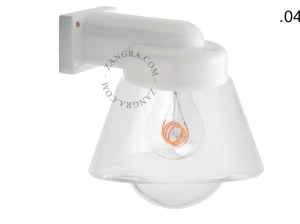 zewnętrzna lub łazienkowa lampa ścienna biała porcelana ze szklanym kloszem - IP54