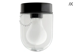 sort bakelit væg- eller loftslampe – glas skærm - Ø 9 cm