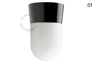 czarna bakelitowa lampa ścienna lub sufitowa ze szklanym kloszem - Ø 9,3 cm