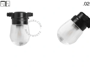zewnętrzna lub łazienkowa czarna lampa ścienna - szklany klosz - IP54