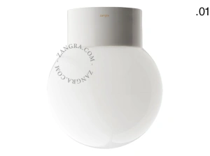 candeeiro de parede ou de teto em porcelana branca - abajur de vidro - Ø 10cm - IP54